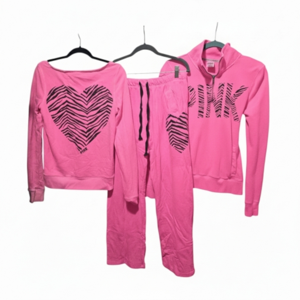 PINK Victoria's Secret Pink Zebra Heart Pajama Set
